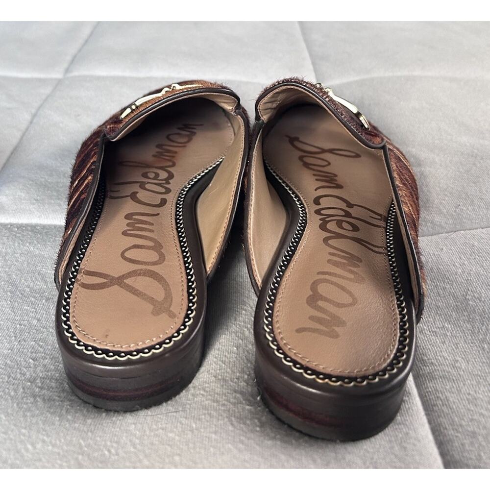Sam Edelman Animal Print Calf Hair Bit Loafer Mules Brown Black 7 - Picture 7 of 8